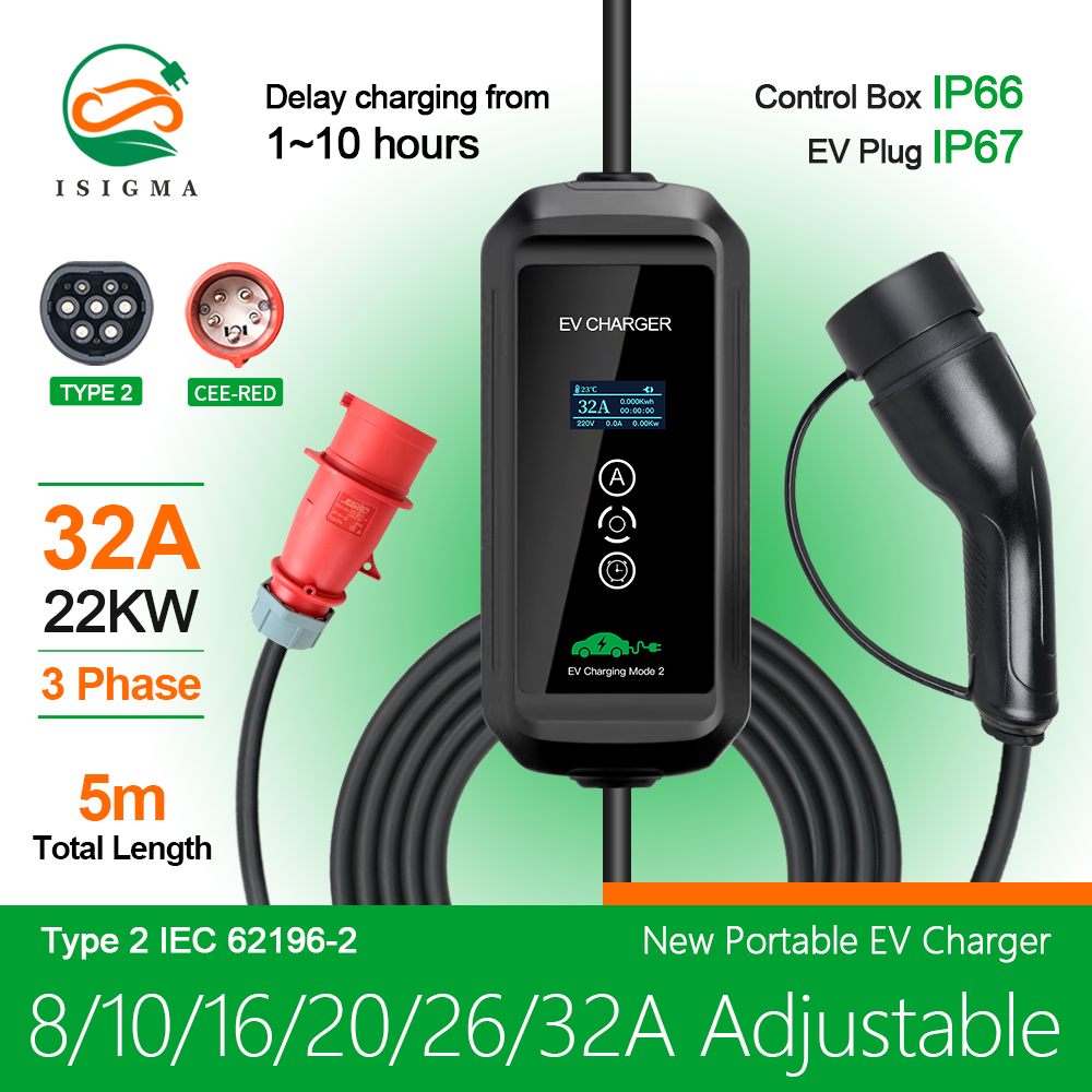 شاحن سيارات كهربائية 22kw 3 ال - مراجعة Ev Charger Type 2 22Kw 32A 3 Phase وسعره